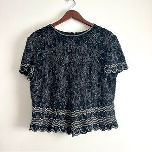 Cote d'Azur • Silk‎ Beaded Evening Top